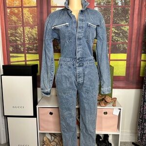 Maniere De Voir Light Blue Denim Jumpsuit